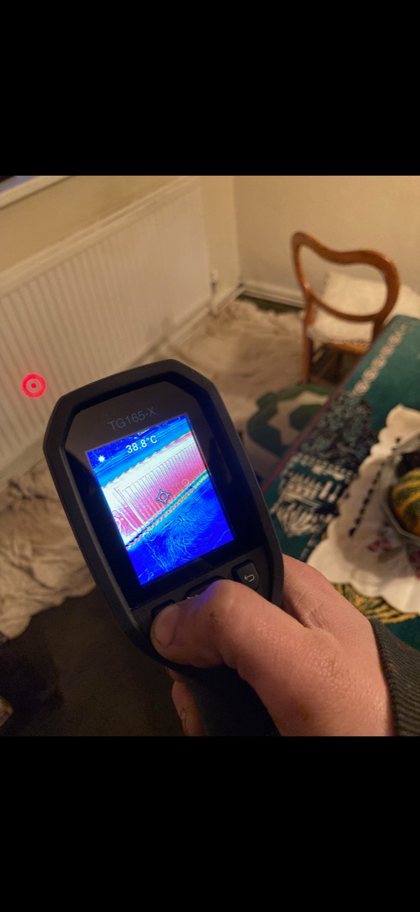 Infrared camera showing radiator heat distribution
